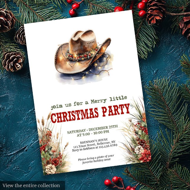 Classic Western Christmas party editable invites Inbjudningar (Classic Western Christmas party editable invitation

)