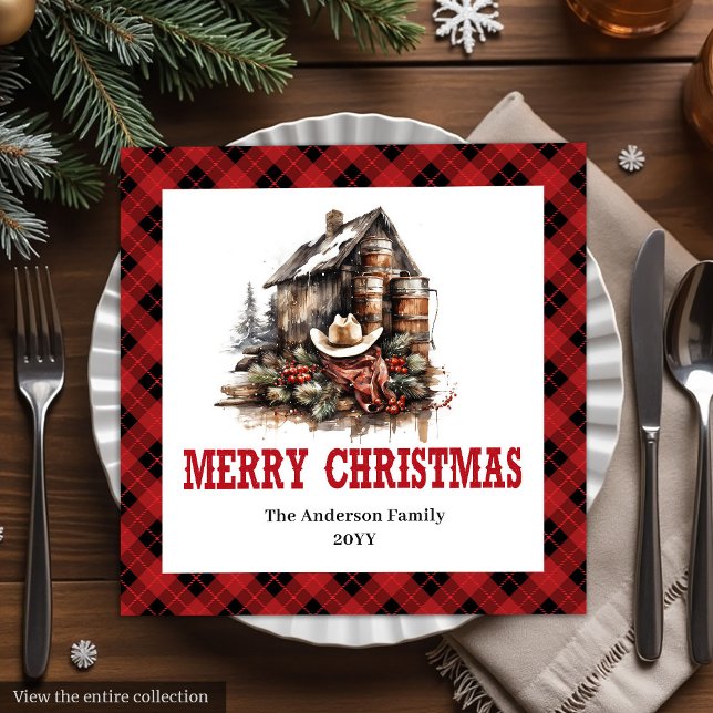 Classic Western Christmas Plaid Paper Napkins Pappersservett (Classic Western Christmas Plaid Paper Napkins)