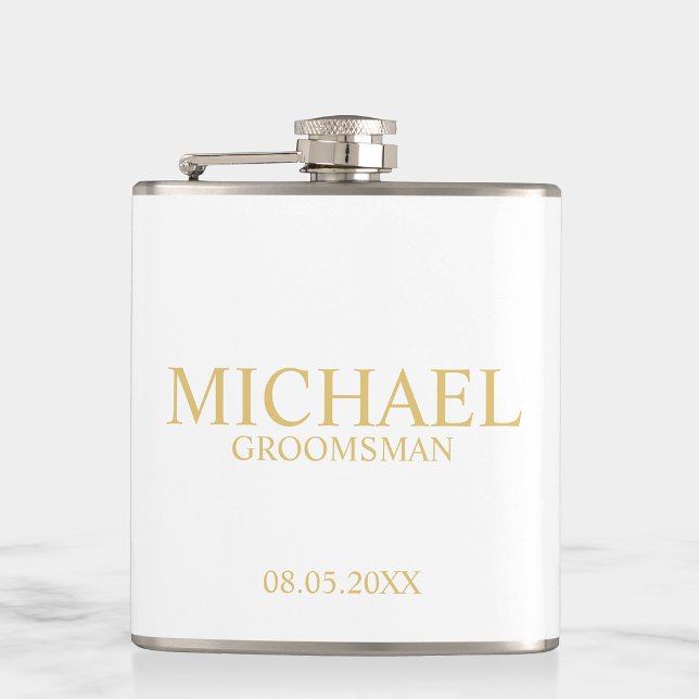 Classic White and Guld Personlig Groomsman Fickplunta (Skapare uppladdad)