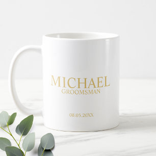 Classic White and Guld Personlig Groomsman Kaffemugg