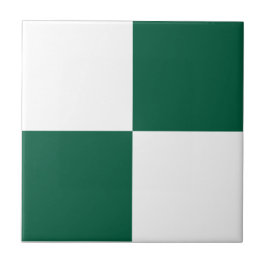Classic White and Hunter Green Square Box Pattern Kakelplatta
