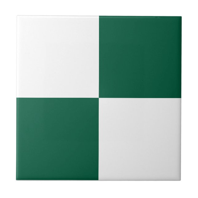 Classic White and Hunter Green Square Box Pattern Kakelplatta (Framsidan)