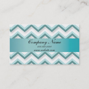 Classic White and Teal Zigzag Pocket 2019 Calendar Visitkort