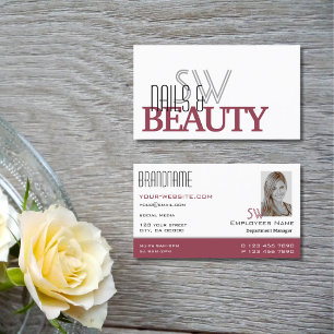 Classic White Burgundy med Monogram och Photo Visitkort