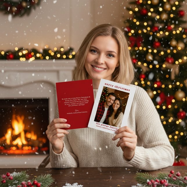 Classic White Festive Photo Collage Christmas Card (Skapare uppladdad)