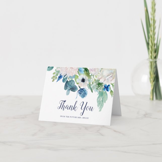 Classic White Flowers Future Mrs. Tack you Card Kort (Framsida)