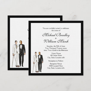 Classic White Gay Wedding-inbjudan Inbjudningar