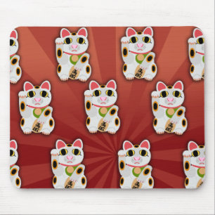 Classic White Lucky Cat Mönster Musmatta