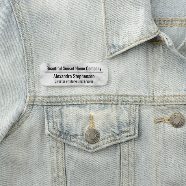 Classic White Marble Anpassningsbar Personlig Busi Namnbricka (På plats)