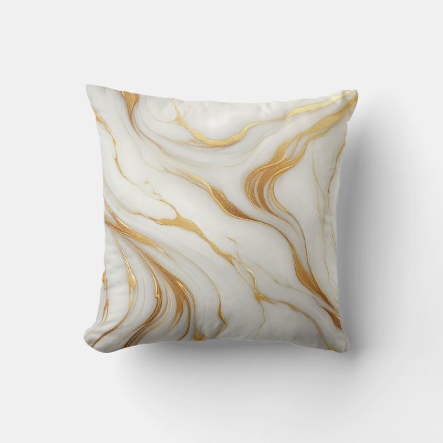 Classic White Marble Dekorativ kudde med Guld Vein (Framsida)