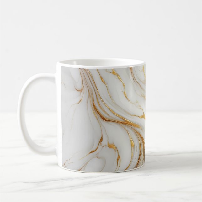 Classic White Marble Mugg med Guld Veins (Vänster)