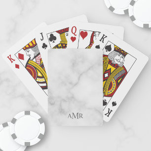 Classic White Marble Personlig Monogram Casinokort