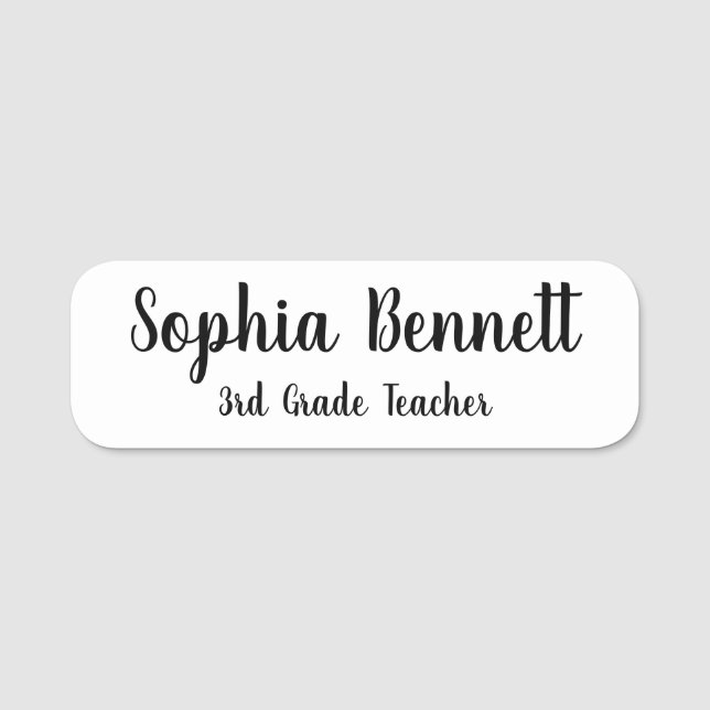 Classic White Teacher Name Badge Namnbricka (Framsida)