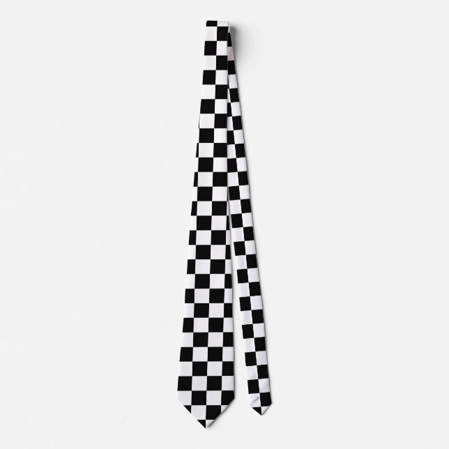 Classic White with Black Square Pattern Neck Tie Slips (Framsida)