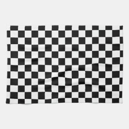 Classic White with Black Square Pattern Style Kökshandduk