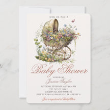 Classic Wicker Barnvagn Blommigt Girl Baby Shower
