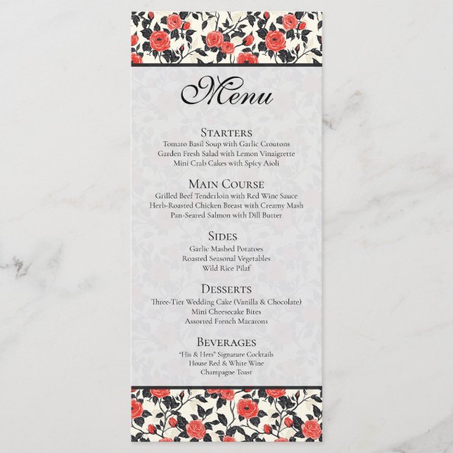 Classic Wildflower Rustic Rose Tropical Wedding  Meny (Framsida)
