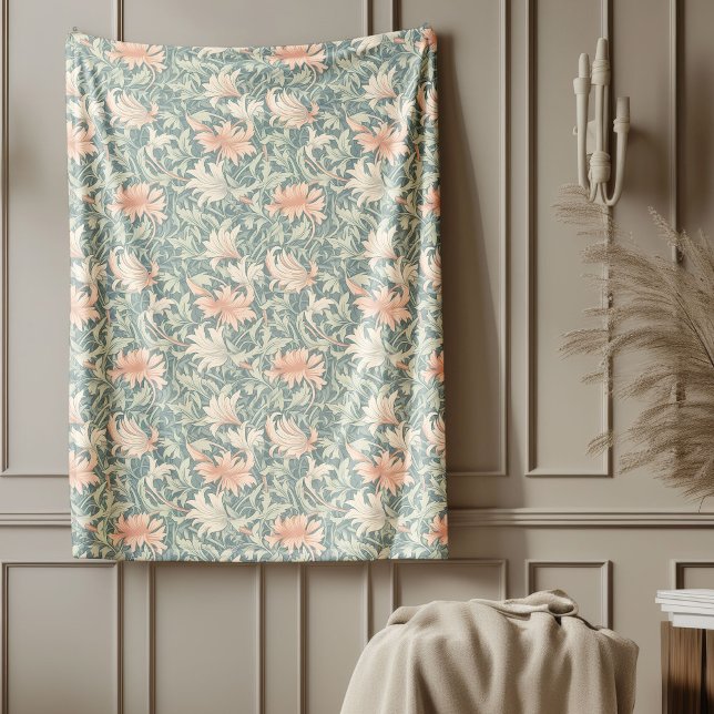 Classic William Morris inspirerade Blommigt pastel Fleecefilt (Classic William Morris inspired Floral pastel tone Fleece Blanket)