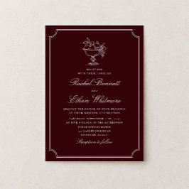 Classic Wine Red Double Frame Wedding Invitation Meddelande
