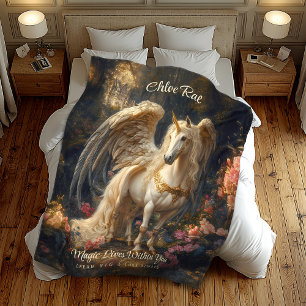 Classic Winged Unicorn Magic Fairytale Horse Fleecefilt