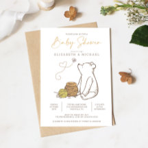 Classic Winnie the Pooh Baby Shower-inbjudan