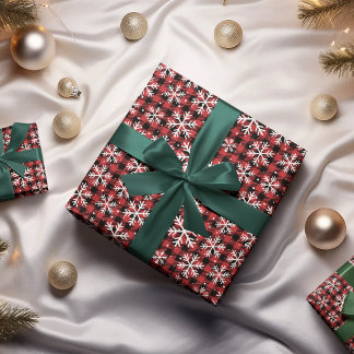 Classic Winter Buffalo Plaid Snowflake Presentpapper