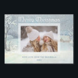 Classic Winter God jul Snö Photo<br><div class="desc">Nostalgiskt klassiskt vinterfoto med snö-täckt rost och träd,  elegant God jul typografi,  enfotomall och redigerbar text fält.</div>