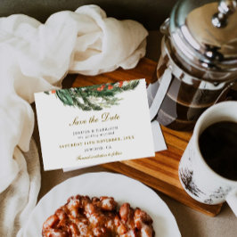 Classic Winter Gräs Bröllop Spara Datumet