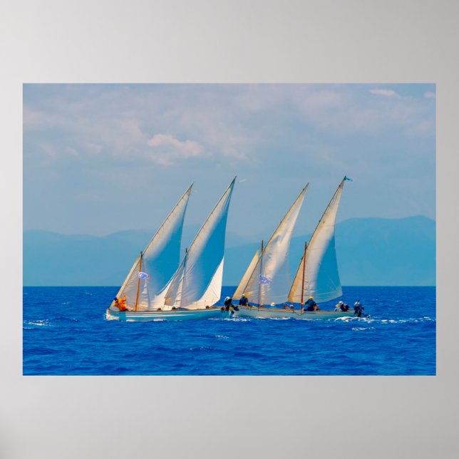 Classic wooden sailing boats in a race,  Spetses i Poster (Framsidan)