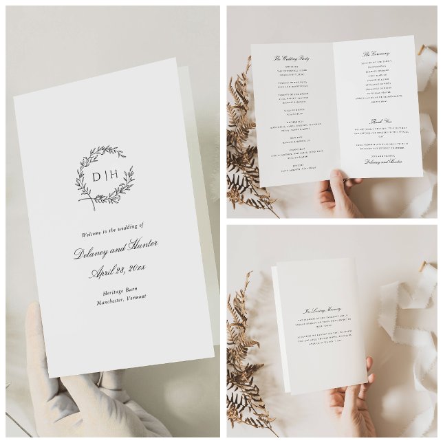 Classic Wreath Wedding Paper Program Booklet (Skapare uppladdad)