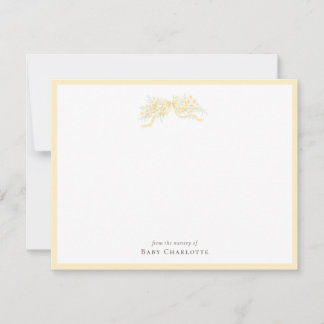 Classic Yellow Bow Nursery Note Card – Personalize Anteckningskort