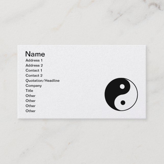 Classic Yin Yang Visitkort (Framsida)