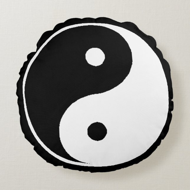 Classic Ying Yang Chinese Symbol Rund Kudde (Framsidan)
