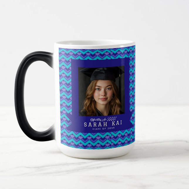 Classic Zigzag Pattern Gift For Her Grad Magisk Mugg (Vänster)