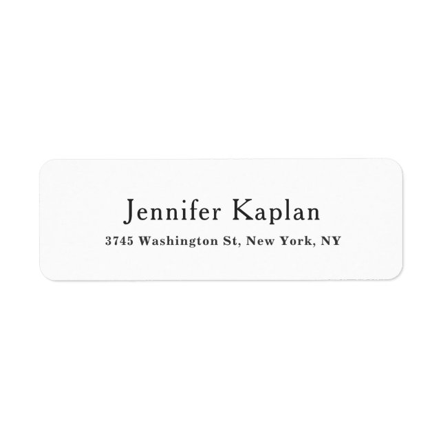 Classical Black & White Minimalist Professional Returadress Etikett (Framsidan)