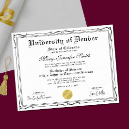 Classical Black White School Certificate Diploma Poster