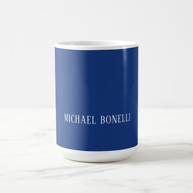 Classical Blue Plain Elegant Serif Font Minimalist Kaffemugg (Center)