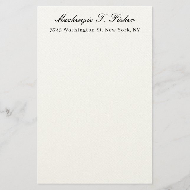 Classical Calligraphy Elegant Plain Black & White Brevpapper (Framsida)