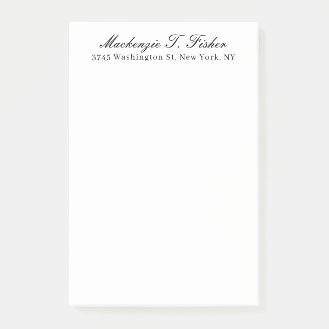 Classical Calligraphy Elegant Plain Black & White Post-it Block (Framsida)