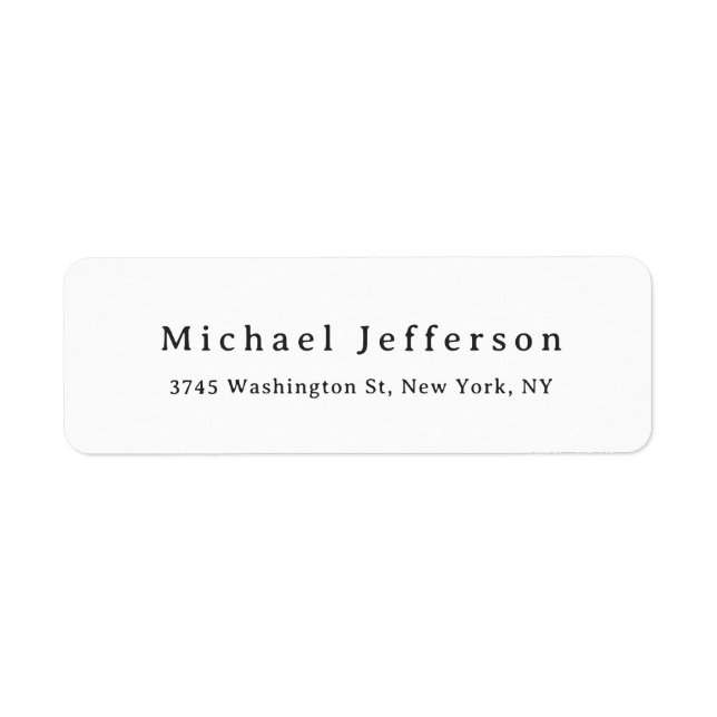 Classical Creative Trendy Black & White Minimalist Returadress Etikett (Framsidan)