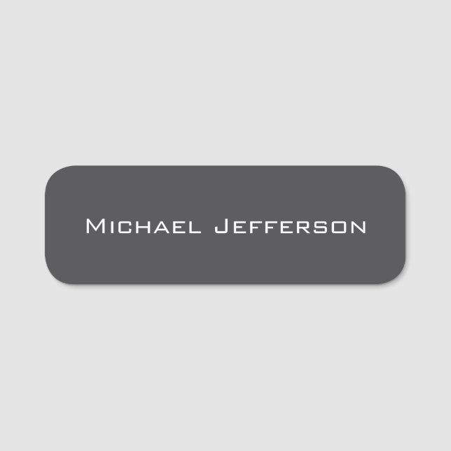 Classical Creative Trendy Dark Grey & White Namnbricka (Framsida)