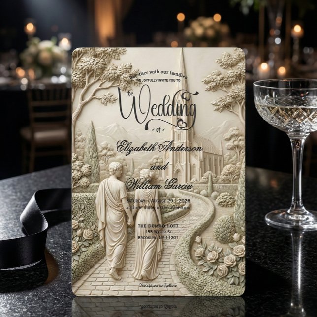 Classical Dark Academia Grecian Art Wedding Inbjudningar (Skapare uppladdad)