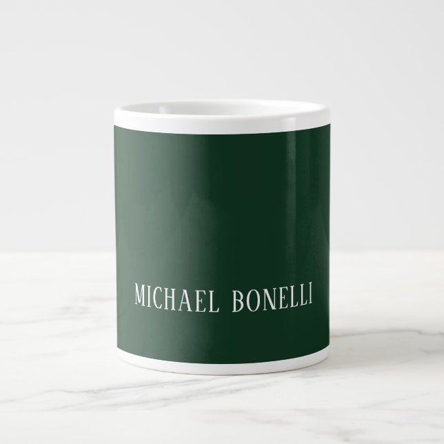 Classical Dark Green Elegant Serif Font Minimalist Jumbo Mugg (Framsidan)