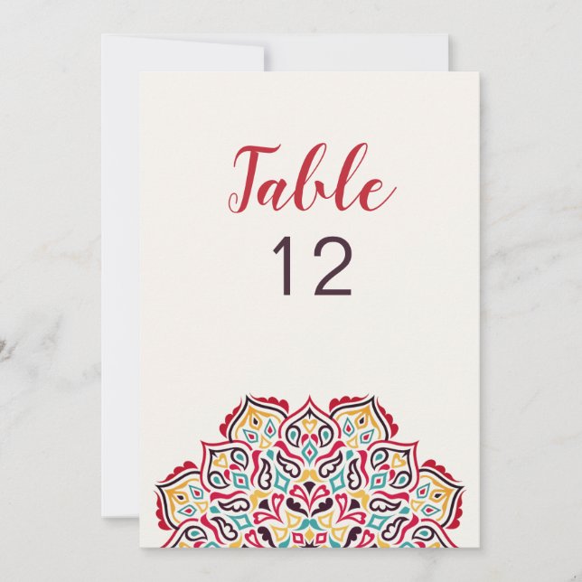 Classical Geometric Mandala Wedding Table Number Inbjudningar (Framsida)