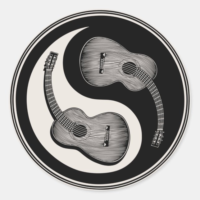 Classical Guitar Yin Yang Runt Klistermärke (Framsida)