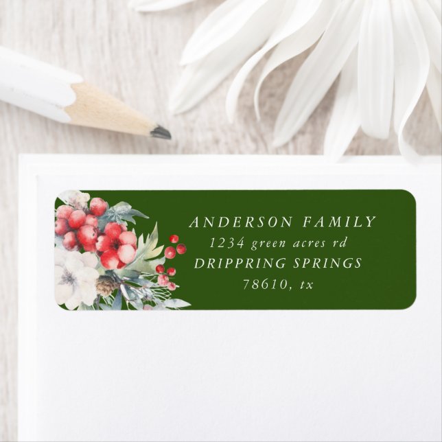 Classical Helgdag Berries Returadress Etikett (Insitu)