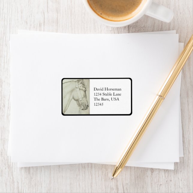 Classical Horse Head – Renaissance Pencil Drawing Adressetikett (Insitu)