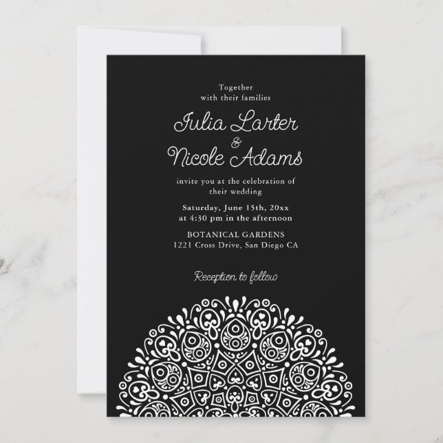 Classical Ornate Art Deco Style Mandala Wedding Inbjudningar (Framsida)