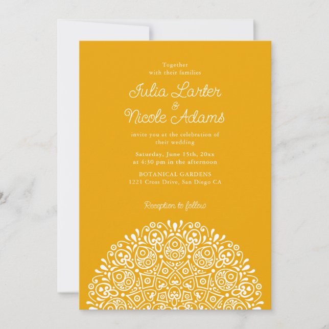 Classical Ornate Art Deco Style Mandala Wedding Inbjudningar (Framsida)