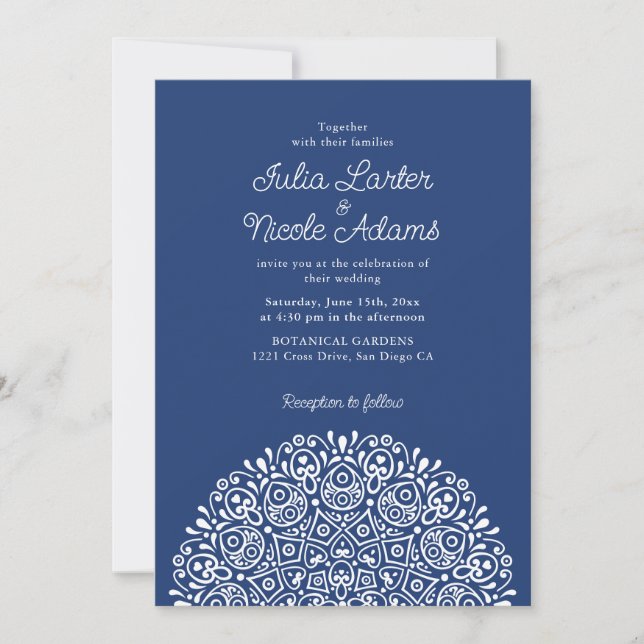 Classical Ornate Art Deco Style Mandala Wedding Inbjudningar (Framsida)